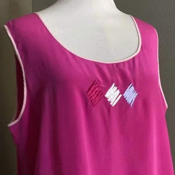Vintage Bob Mackie Wearable Art 100% silk Pink Tank Sleeveless Blouse Barbiecore - Picture 2 of 9
